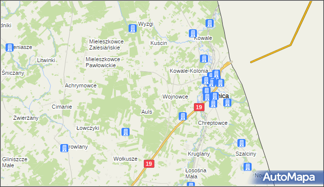 mapa Wojnowce gmina Kuźnica, Wojnowce gmina Kuźnica na mapie Targeo