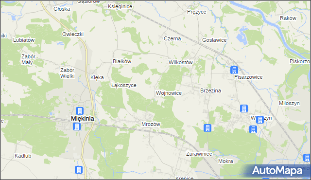 mapa Wojnowice gmina Miękinia, Wojnowice gmina Miękinia na mapie Targeo