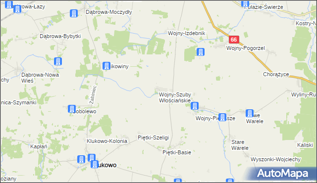 mapa Wojny-Szuby Włościańskie, Wojny-Szuby Włościańskie na mapie Targeo