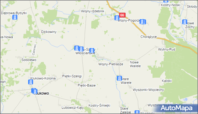 mapa Wojny-Wawrzyńce, Wojny-Wawrzyńce na mapie Targeo