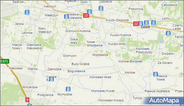 mapa Wojsławice gmina Gózd, Wojsławice gmina Gózd na mapie Targeo