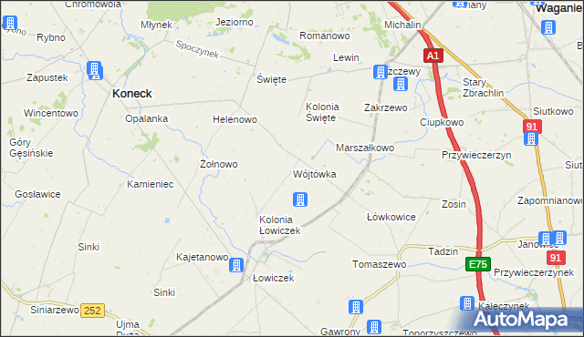 mapa Wójtówka gmina Bądkowo, Wójtówka gmina Bądkowo na mapie Targeo