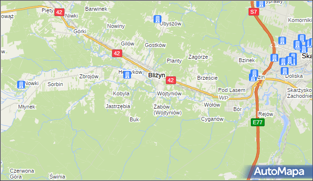 mapa Wojtyniów, Wojtyniów na mapie Targeo