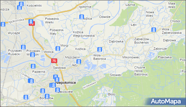 mapa Wola Batorska, Wola Batorska na mapie Targeo