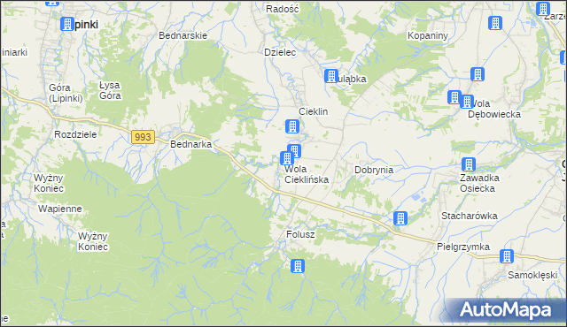 mapa Wola Cieklińska, Wola Cieklińska na mapie Targeo