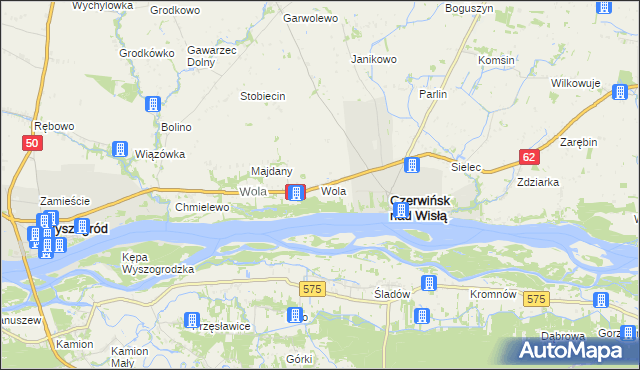 mapa Wola gmina Czerwińsk nad Wisłą, Wola gmina Czerwińsk nad Wisłą na mapie Targeo