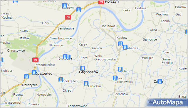 mapa Wola Gręboszowska, Wola Gręboszowska na mapie Targeo