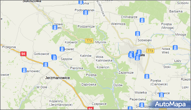 mapa Wola Kalinowska, Wola Kalinowska na mapie Targeo