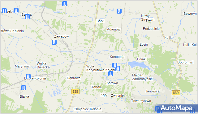 mapa Wola Korybutowa Druga, Wola Korybutowa Druga na mapie Targeo