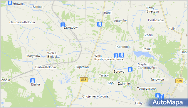 mapa Wola Korybutowa-Kolonia, Wola Korybutowa-Kolonia na mapie Targeo