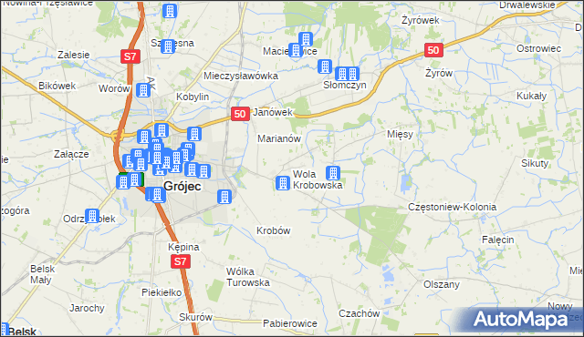 mapa Wola Krobowska, Wola Krobowska na mapie Targeo