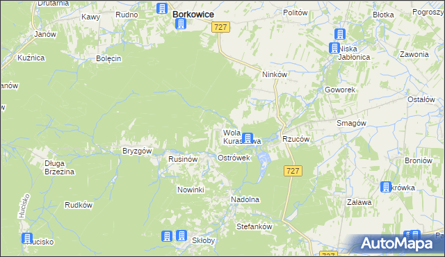 mapa Wola Kuraszowa, Wola Kuraszowa na mapie Targeo