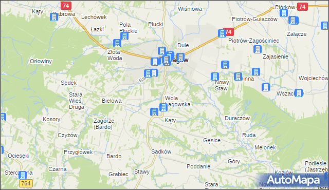 mapa Wola Łagowska, Wola Łagowska na mapie Targeo