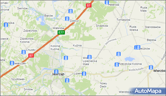 mapa Wola Lipieniecka Duża, Wola Lipieniecka Duża na mapie Targeo