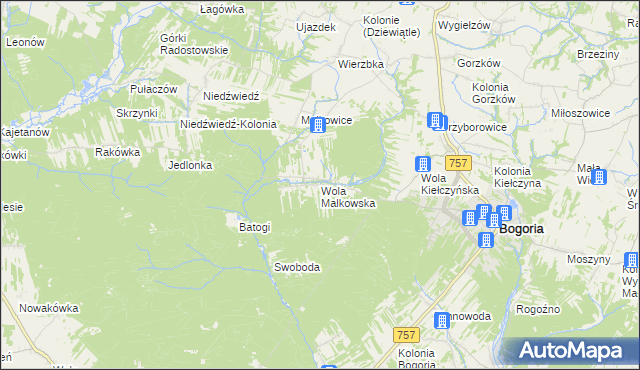 mapa Wola Malkowska, Wola Malkowska na mapie Targeo