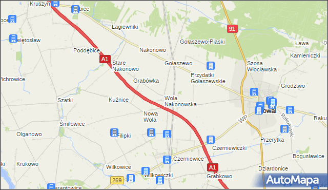 mapa Wola Nakonowska, Wola Nakonowska na mapie Targeo