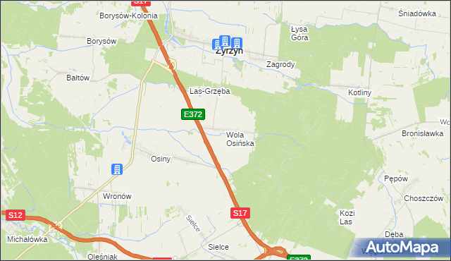 mapa Wola Osińska, Wola Osińska na mapie Targeo