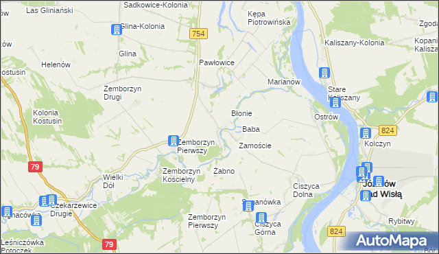 mapa Wola Pawłowska gmina Solec nad Wisłą, Wola Pawłowska gmina Solec nad Wisłą na mapie Targeo