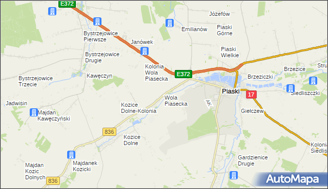 mapa Wola Piasecka, Wola Piasecka na mapie Targeo