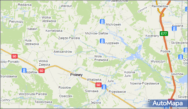 mapa Wola Pniewska, Wola Pniewska na mapie Targeo