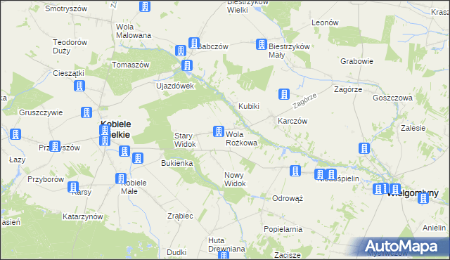 mapa Wola Rożkowa, Wola Rożkowa na mapie Targeo