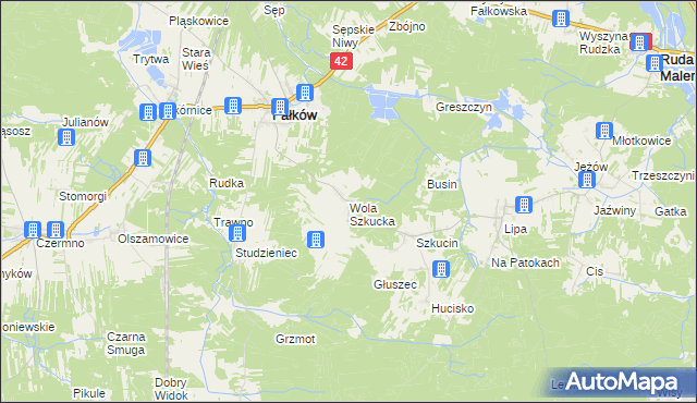 mapa Wola Szkucka, Wola Szkucka na mapie Targeo