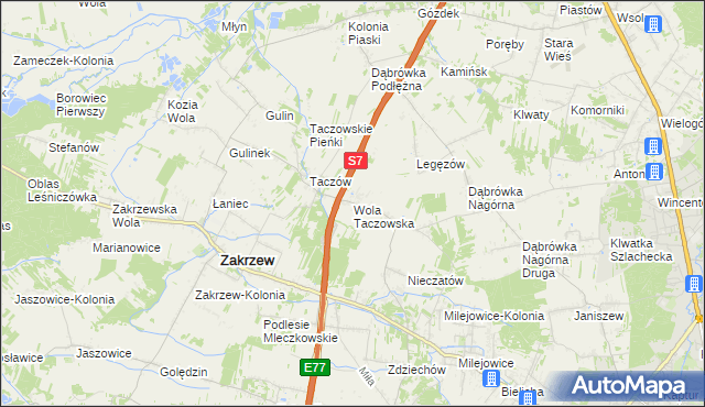 mapa Wola Taczowska, Wola Taczowska na mapie Targeo