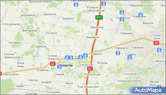 mapa Wola Wacławowska, Wola Wacławowska na mapie Targeo