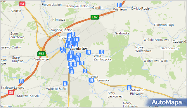 mapa Wola Zambrzycka, Wola Zambrzycka na mapie Targeo