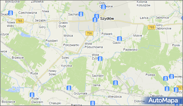 mapa Wola Żyzna, Wola Żyzna na mapie Targeo