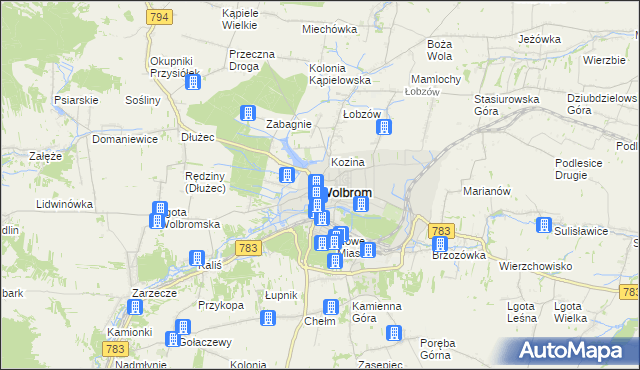 mapa Wolbrom, Wolbrom na mapie Targeo