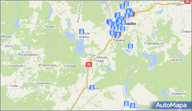 mapa Wołcza Mała, Wołcza Mała na mapie Targeo