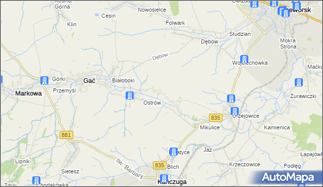 mapa Wolica gmina Gać, Wolica gmina Gać na mapie Targeo