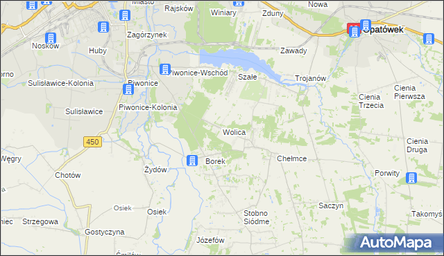 mapa Wolica gmina Godziesze Wielkie, Wolica gmina Godziesze Wielkie na mapie Targeo