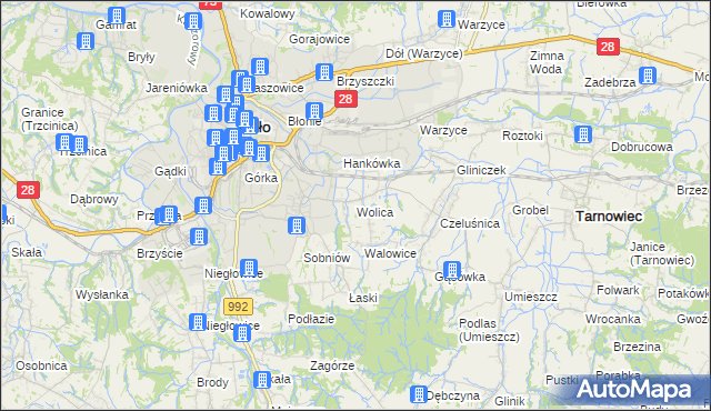 mapa Wolica gmina Jasło, Wolica gmina Jasło na mapie Targeo