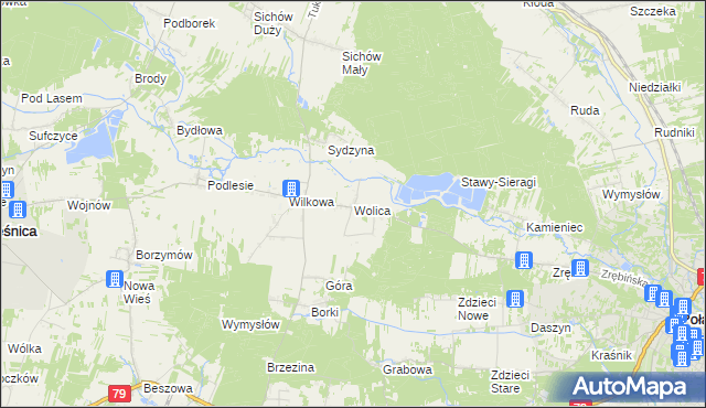 mapa Wolica gmina Łubnice, Wolica gmina Łubnice na mapie Targeo