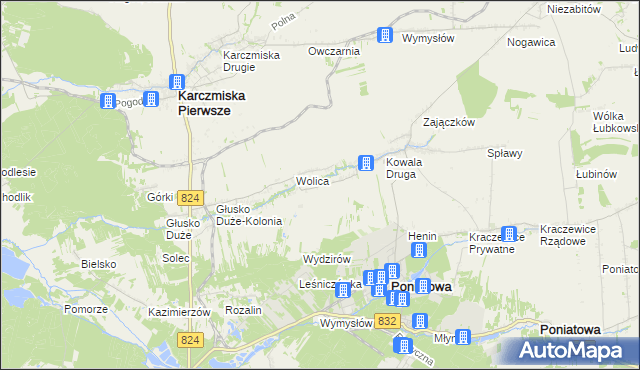 mapa Wolica-Kolonia gmina Karczmiska, Wolica-Kolonia gmina Karczmiska na mapie Targeo