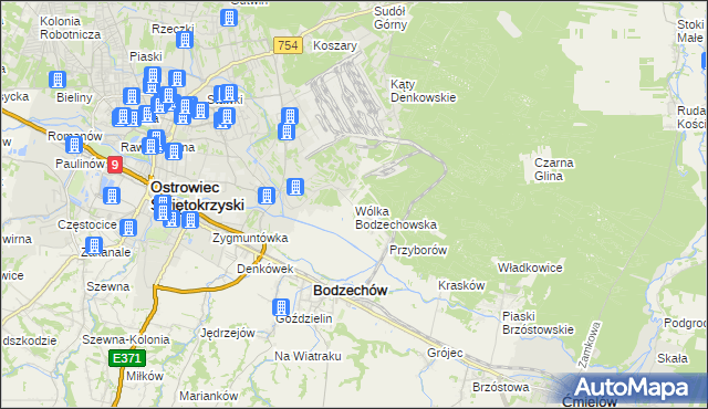 mapa Wólka Bodzechowska, Wólka Bodzechowska na mapie Targeo