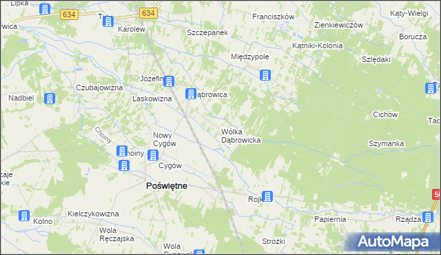 mapa Wólka Dąbrowicka, Wólka Dąbrowicka na mapie Targeo