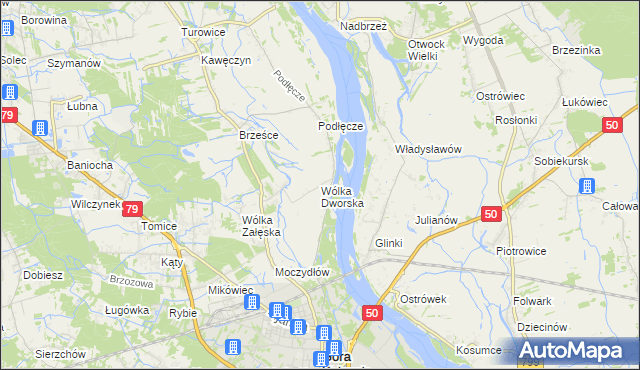 mapa Wólka Dworska, Wólka Dworska na mapie Targeo