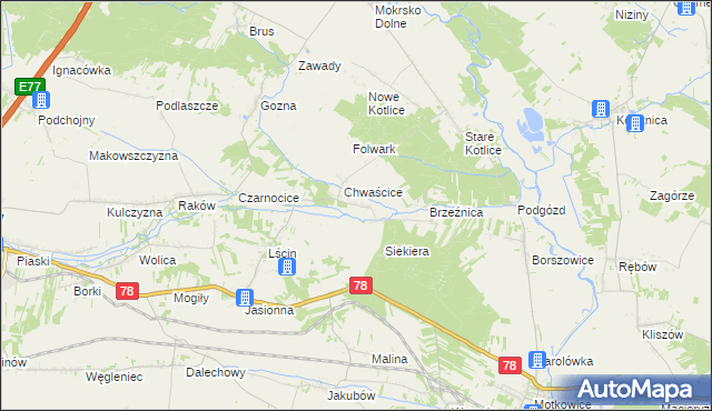 mapa Wólka gmina Jędrzejów, Wólka gmina Jędrzejów na mapie Targeo