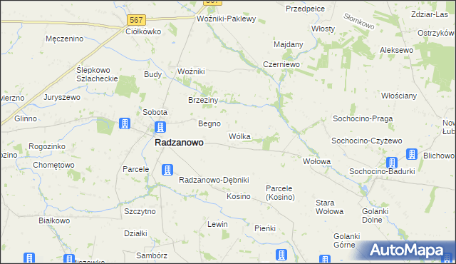 mapa Wólka gmina Radzanowo, Wólka gmina Radzanowo na mapie Targeo