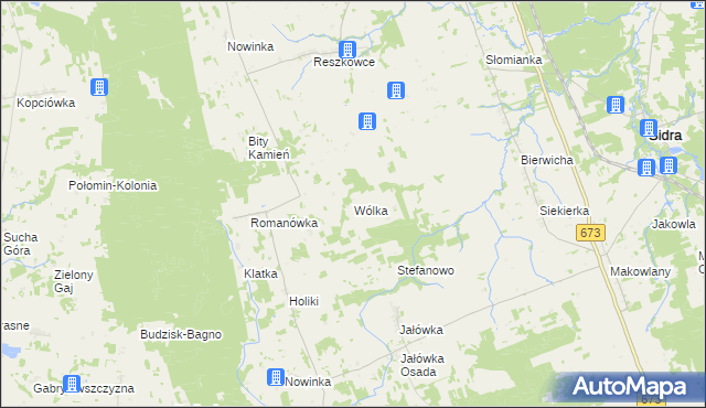 mapa Wólka gmina Sidra, Wólka gmina Sidra na mapie Targeo