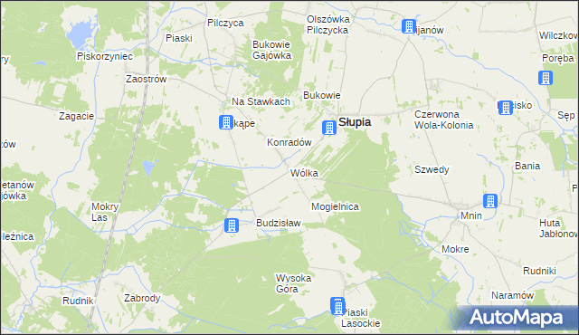 mapa Wólka gmina Słupia Konecka, Wólka gmina Słupia Konecka na mapie Targeo