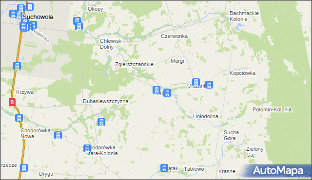 mapa Wólka gmina Suchowola, Wólka gmina Suchowola na mapie Targeo