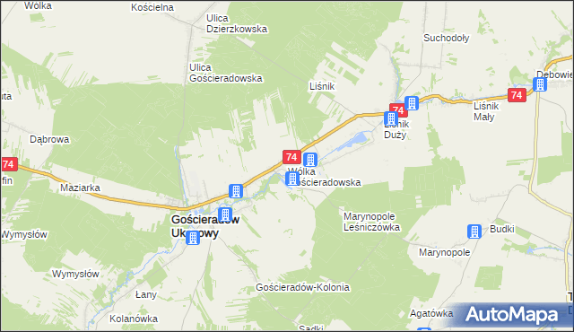 mapa Wólka Gościeradowska, Wólka Gościeradowska na mapie Targeo