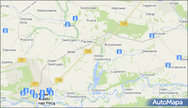 mapa Wólka Gostomska, Wólka Gostomska na mapie Targeo