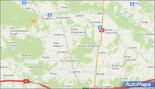 mapa Wólka-Konstancja, Wólka-Konstancja na mapie Targeo