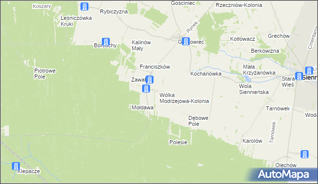 mapa Wólka Modrzejowa-Kolonia, Wólka Modrzejowa-Kolonia na mapie Targeo