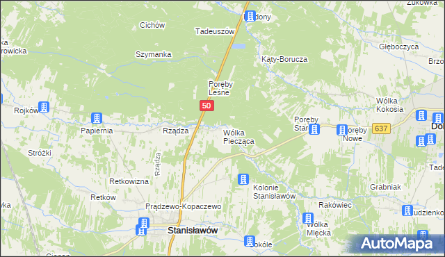 mapa Wólka Piecząca, Wólka Piecząca na mapie Targeo